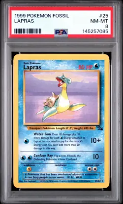 1999 POKEMON FOSSIL #25 LAPRAS PSA 8 - Image 1