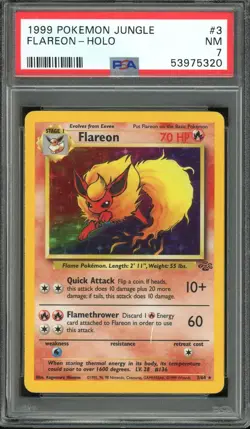 1999 Pokemon TCG Jungle #3 Flareon Holo PSA 7 NM - Image 1