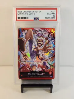 2025 One Piece ST21 EN #001 Monkey D. Luffy Gear 5 PSA Gem Mint 10 POP 171 - Image 1