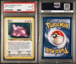 Ditto 3/62 Fossil Set - Graded PSA 6 EX-MT Holo 1999 - Vinatge Pokemon Card - Image 3