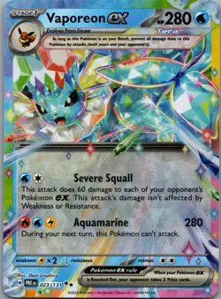 Vaporeon ex 023/131 SV: Prismatic Evolutions Pokemon TCG Double Rare NM - Image 1