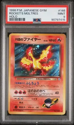 1998 Pokemon Japanese Moltres Gym Heroes Holo #146 PSA 9 - Image 1