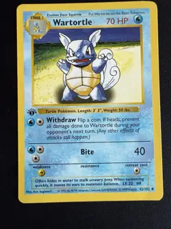 1999 Pokemon Shadowless 1st Edition Base Set Wartortle 42/102 Card - Image 1