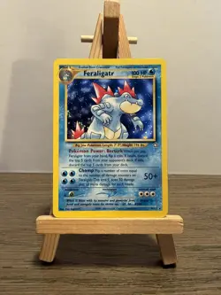 Pokemon TCG Feraligatr Card 4/111 Neo Genesis Double Holo Error - Image 1