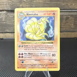 Pokemon Ninetales 012/102 Base Set Shadowless Holo Rare 80 HP Card English - Image 1