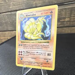 Pokemon Ninetales 012/102 Base Set Shadowless Holo Rare 80 HP Card English - Image 2