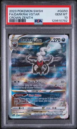 2023 POKEMON SWORD & SHIELD CROWN ZENITH #GG50 FULL ART/DARKRAI VSTAR PSA 10 - Image 1