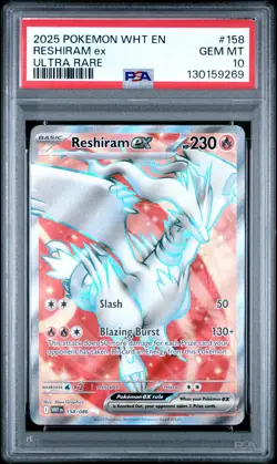 PSA 10 Reshiram EX 158/086 White Flare UR Holo Pokemon Card - Gem Mint - Image 1