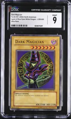 CGC 9 Dark Magician LOB-005 Yugioh Legend of Blue Eyes White Dragon Unlimited - Image 1