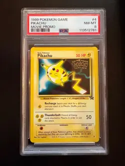 Pokemon First Movie Stamp Pikachu 4 - Rare Card - Movie Promo - PSA NM-MT 8 - Image 1