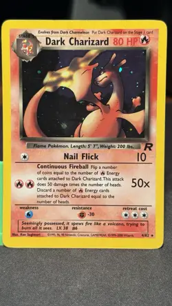 Pokemon Dark Charizard 4/82 Team Rocket Holo Rare WOTC 2000 Vintage HP DMG - Image 1