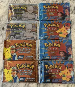 Topps Pokemon 8 Pack Lot Series 1, 2 And The First Movie Factory Sealed - Image 1
