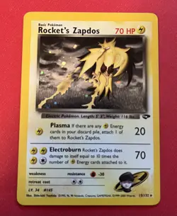 Rocket's Zapdos #15/132 (Holo) - Pokemon Gym Challenge VINTAGE [LP] - Image 1