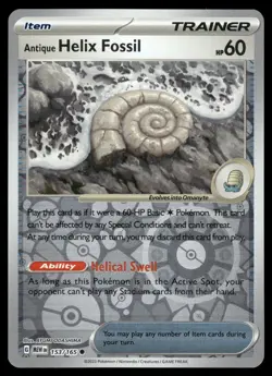 Antique Helix Fossil 153/165 - SV: 151 - Reverse Holo - Pokemon TCG - NM - Image 1