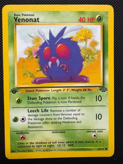 Venonat 63/64 1st Edition Jungle Pokemon Card 1999 WOTC Vintage LP - Image 1