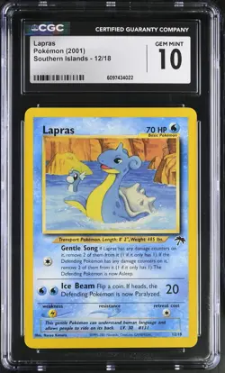CGC 10 Lapras Southern Islands 12/18 Graded Pokemon Card - Image 1