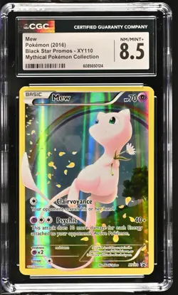 CGC 8.5 Mew 2016 Black Star Promo Mythical Collection XY110 Pokemon Card - Image 1