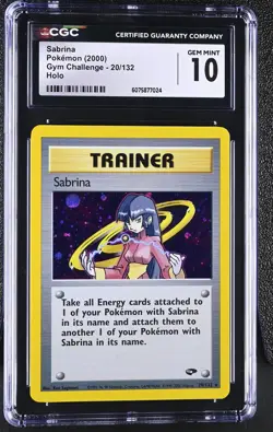CGC 10 GEM MINT Sabrina 2000 Gym Challenge 20/132 Holo Pokemon Card - Image 1