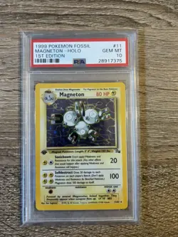 Pokemon Card 1st Edition Fossil #11 Magneton Holo PSA 10 GEM MINT 1999 - Image 1