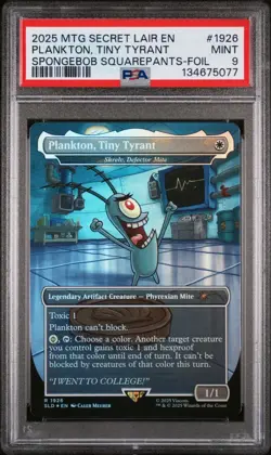 2025 Magic The Gathering Secret Lair Plankton Tiny Tyrant Foil PSA 9 - Image 1