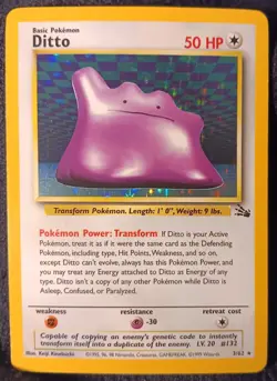 Unlimited Edition Ditto 3/62 Pokemon Card Fossil HOLO - WotC TCG - Image 1