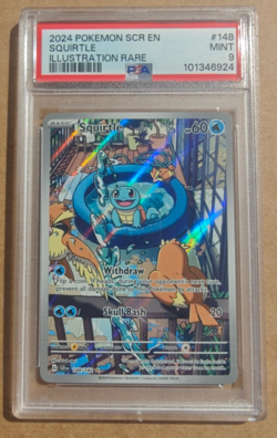 2024 Pokemon Stellar Crown SCR En Squirtle Illustration Rare #148 PSA 9 Mint - Image 1