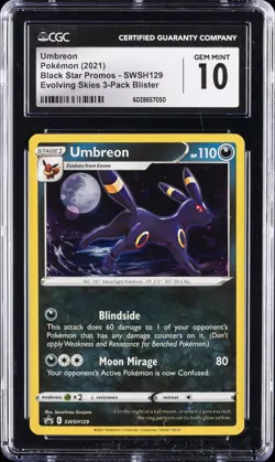 2021 POKEMON #SWSH129 UMBREON CGC 10 GEM MINT - Image 1