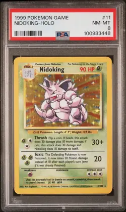 PSA 8 Nidoking 011/102 Base Set Holo Pokemon Card - Image 1