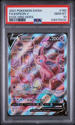 2021 Pokemon Evolving Skies ESPEON V Alt Art 180/203 PSA 10 GEM MINT - Image 1