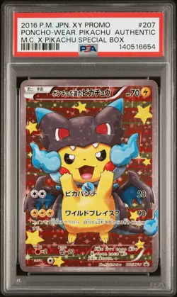 2016 POKEMON JPN XY PROMO #207 PONCHO-WEARING PIKACHU PSA AUTHENTIC - Image 1