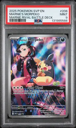 2025 POKEMON SVP EN-SV BLACK STAR PROMO #206 MARNIE'S MORPEKO PSA 9 - Image 1