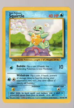 Pokemon Squirtle Base Set #063/102 LP - Image 1