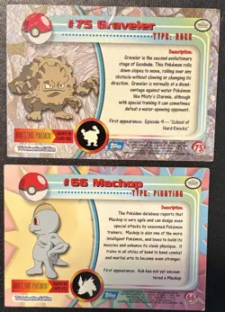 Graveler #75 And Machop #66 Topps Blue Logo Pokemon Cards - Image 2