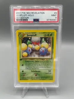Pokemon 1st Edition HOLO 2001 JUMPLUFF Neo Revelation PSA 9 MINT - Image 1