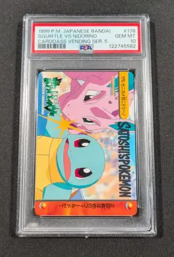 Pokemon Japanese Squirtle VS Nidorino #176 PSA 10 GEM MINT Anime Carddass Ser. 5 - Image 1