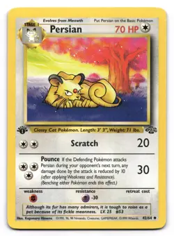 Persian LP 42/64 1st Edition Jungle Pokemon Uncommon - Image 1