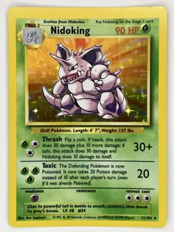 Nidoking NM 11/102 Unlimited Base Set Pokemon TCG Holo - Image 1