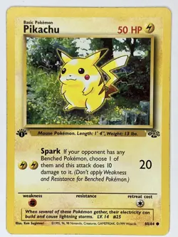 Pikachu MP 60/64 1st Edition Jungle Pokemon TCG Regular - Image 1