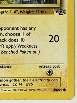 Pikachu MP 60/64 1st Edition Jungle Pokemon TCG Regular - Image 4