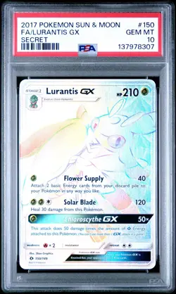 POKEMON SUN AND MOON LURANTIS GX #150 SECRET RARE HOLO FOIL PSA 10 GEM MINT - Image 1
