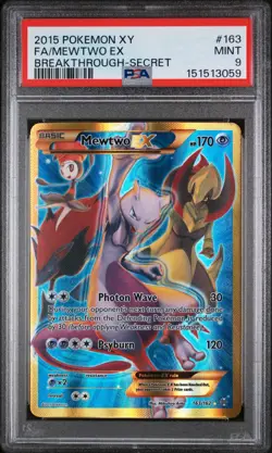 2015 Pokemon - XY Breakthrough - Mewtwo EX 163/162 Secret Rare - PSA 9 - Image 1