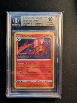 Pokemon Charizard SWSH066 Vivid Voltage Prerelease Promo Holo Beckett 10 - Image 1