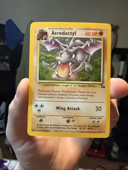 Pokemon TCG Aerodactyl Fossil 1/62 Holo 1999 Wizards Base Set Holo Rare - Image 1