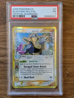 2006 Pokemon EX Crystal Guardians PSA 1 Blastoise #2 Reverse Foil Holo - Image 1