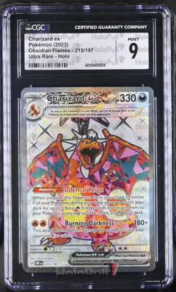 Pokemon TCG Charizard ex - 2023 Obsidian Flames Ultra Rare Holo CGC MINT 9 - Image 1