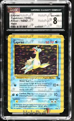 CGC 8 Lapras 1999 Fossil 10/62 Holo Pokemon NM - Image 1