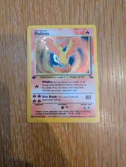 Pokemon Moltres Fossil 1st Edition Holo Rare Card 27/62 HP - Image 1