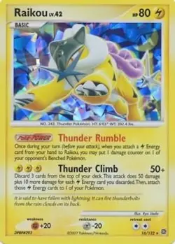 Pokemon TCG - Raikou - 16/132 - Shattered Holo Rare - Secret Wonder [Light Play] - Image 1