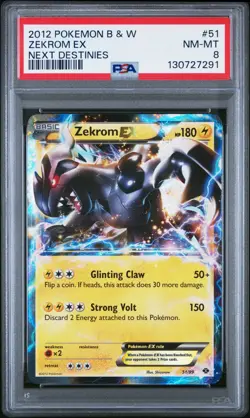 Pokemon Zekrom EX Next Destines Holo Ultra Rare #51 PSA 8 - Image 1