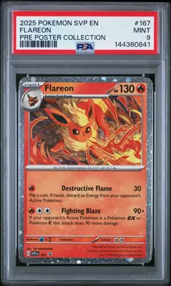 2025 POKEMON SVP PROMO PRISMATIC EVOLUTIONS POSTER COLLECTION #167 FLAREON PSA 9 - Image 1
